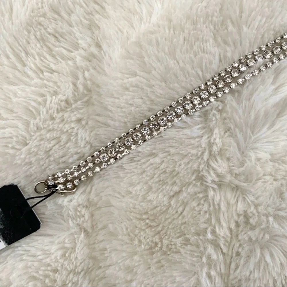 NWT Cescabelle Silver Multi-Strand Rhinestone Statement Bracelet
